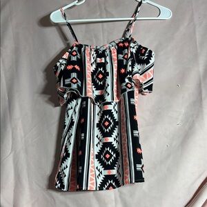 Tribal Print Off-Shoulder Top